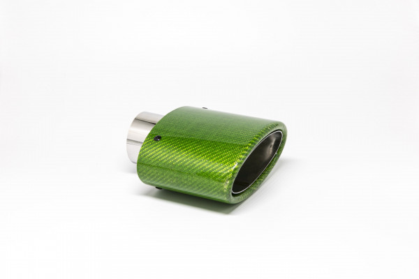 Endrohr 82x152mm oval Carbon abgeschrägt grün glänzend