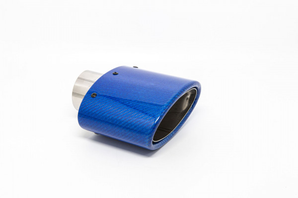 Endrohr 82x152mm oval Carbon abgeschrägt blau glänzend (Aufpreis)