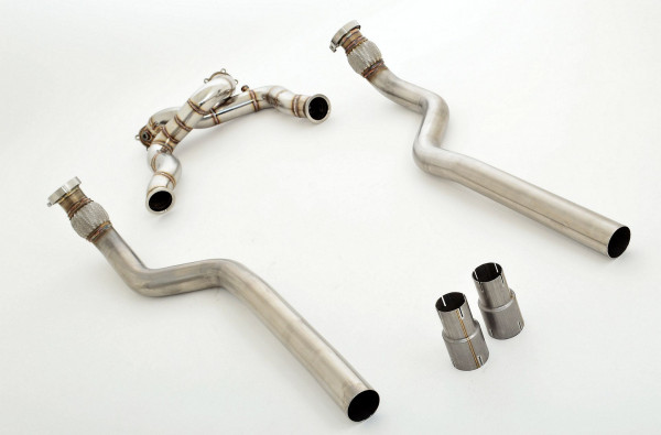 2x 76mm Downpipe Edelstahl