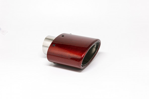 Endrohr 82x152mm oval Carbon abgeschrägt rot glänzend (Aufpreis)