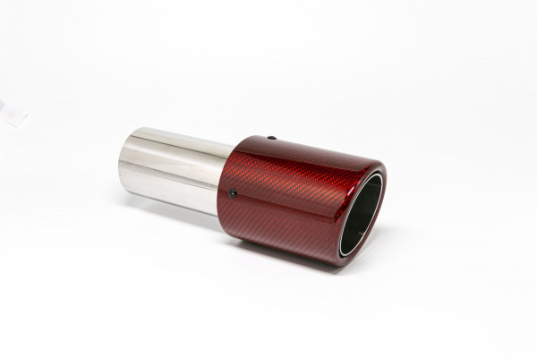 Endrohr 90mm rund Carbon abgeschrägt rot glänzend (Aufpreis)